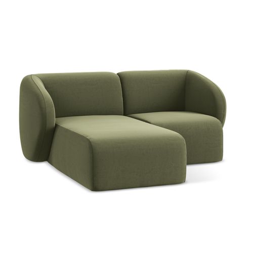 Canapé D'angle 2,5 Places Modulaire Gauche Lani En Velours Olive