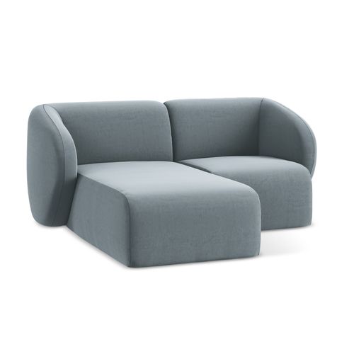 Canapé D'angle 2,5 Places Modulaire Gauche Lani En Velours Bleu Clair