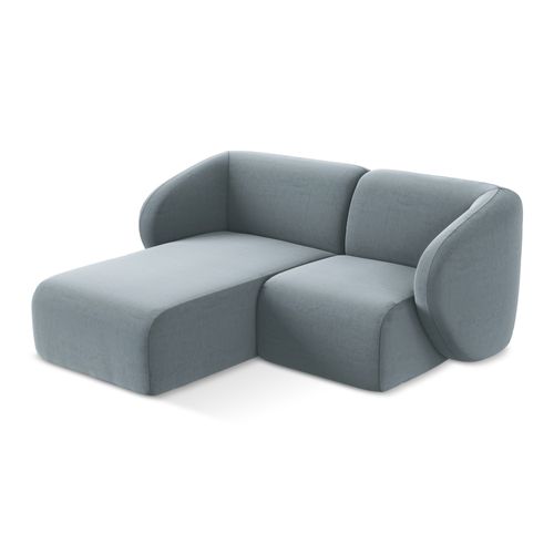Canapé D'angle 2,5 Places Modulaire Gauche Lani En Velours Bleu Clair