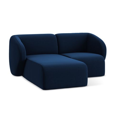 Canapé D'angle 2,5 Places Modulaire Gauche Lani En Velours Bleu Royal