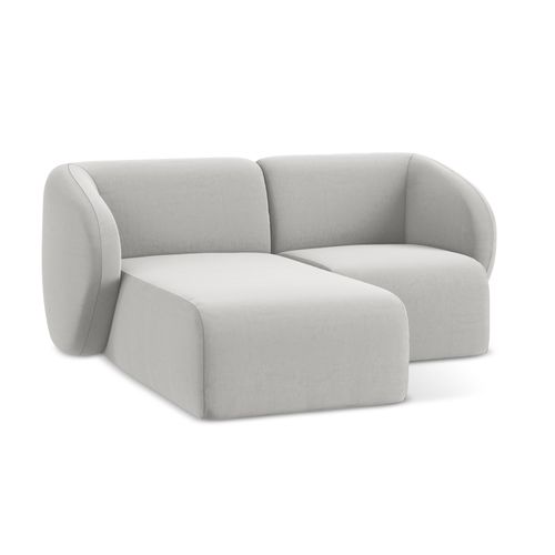 Canapé D'angle 2,5 Places Modulaire Gauche Lani En Velours Argent