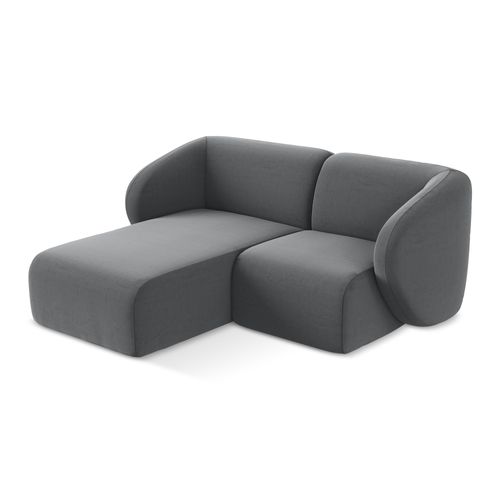 Canapé D'angle 2,5 Places Modulaire Gauche Lani En Velours Acier