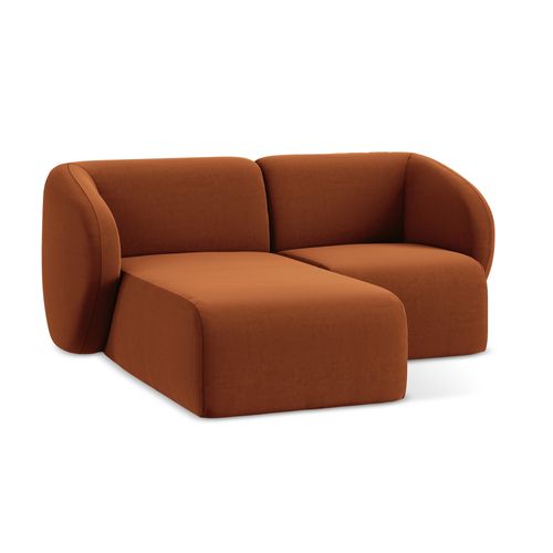 Canapé D'angle 2,5 Places Modulaire Gauche Lani En Velours Terre Cuite