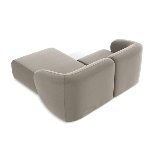 Canapé D'angle 2,5 Places Modulaire Droit Lani En Velours Taupe