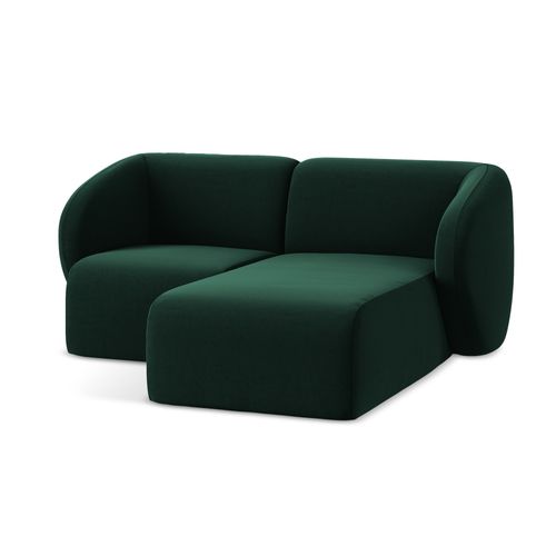 Canapé D'angle 2,5 Places Modulaire Droit Lani En Velours Bouteille Verte