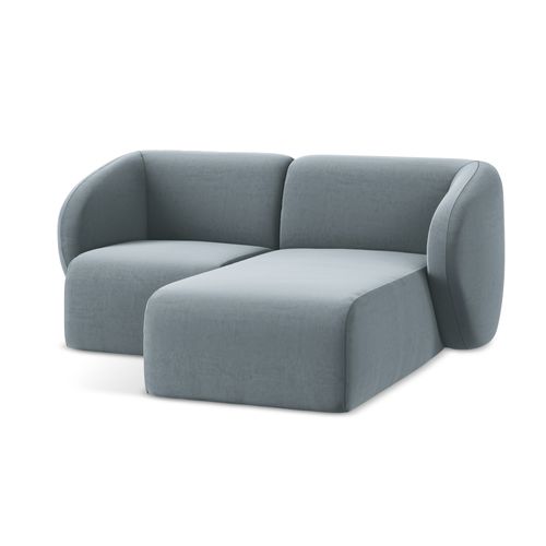 Canapé D'angle 2,5 Places Modulaire Droit Lani En Velours Bleu Clair