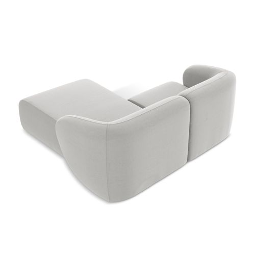 Canapé D'angle 2,5 Places Modulaire Droit Lani En Velours Argent