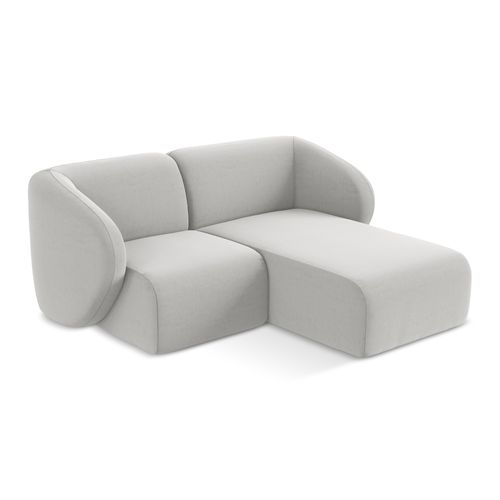 Canapé D'angle 2,5 Places Modulaire Droit Lani En Velours Argent