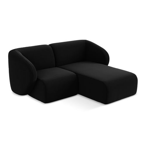 Canapé D'angle 2,5 Places Modulaire Droit Lani En Velours Noir