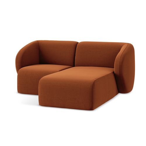 Canapé D'angle 2,5 Places Modulaire Droit Lani En Velours Terre Cuite
