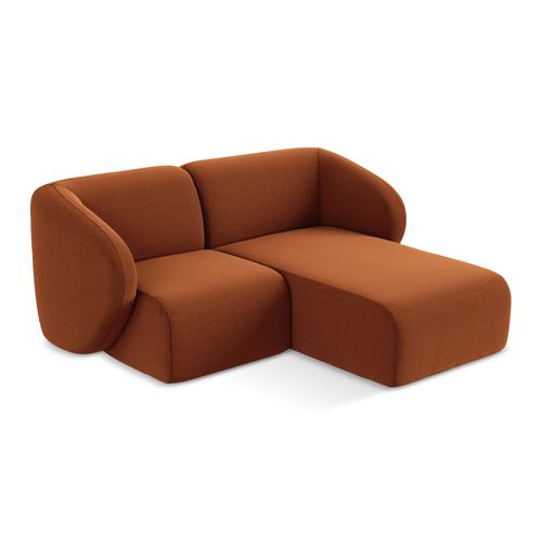 Canapé D'angle 2,5 Places Modulaire Droit Lani En Velours Terre Cuite