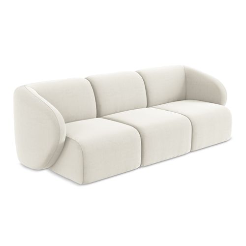 Canapé Modulable 3 Places Lani En Velours Beige Clair