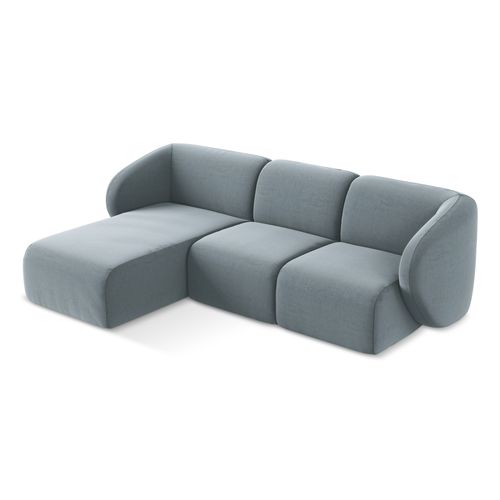Canapé D'angle 3 Places Modulaire Gauche Lani En Velours Bleu Clair