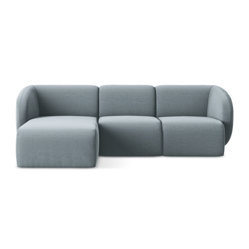Canapé D'angle 3 Places Modulaire Gauche Lani En Velours Bleu Clair