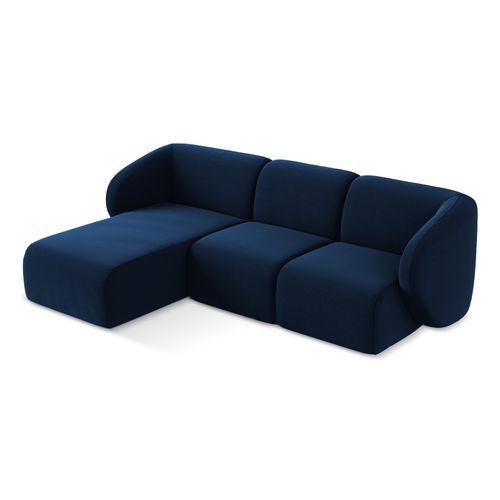 Canapé D'angle 3 Places Modulaire Gauche Lani En Velours Bleu Royal