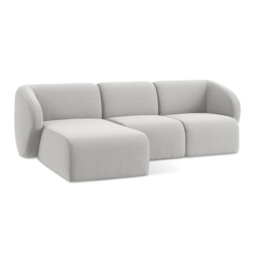 Canapé D'angle 3 Places Modulaire Gauche Lani En Velours Argent