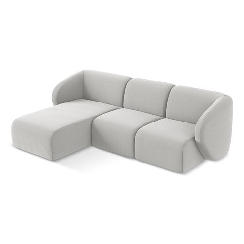 Canapé D'angle 3 Places Modulaire Gauche Lani En Velours Argent