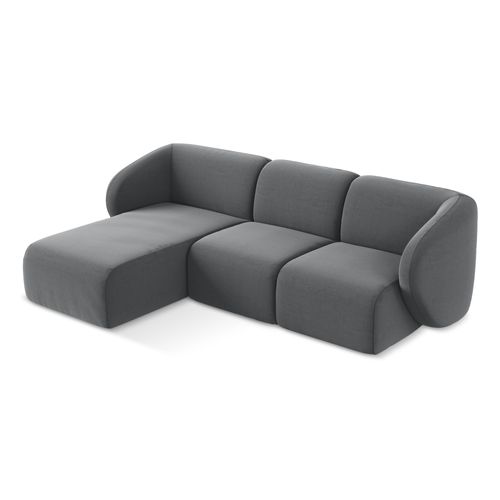 Canapé D'angle 3 Places Modulaire Gauche Lani En Velours Acier