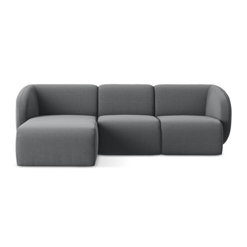 Canapé D'angle 3 Places Modulaire Gauche Lani En Velours Acier