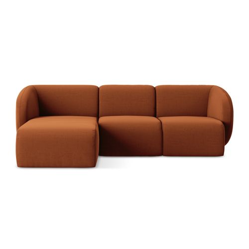 Canapé D'angle 3 Places Modulaire Gauche Lani En Velours Terre Cuite