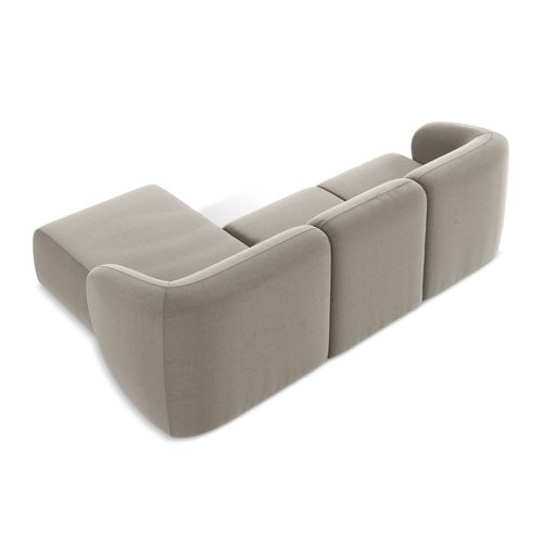 Canapé D'angle 3 Places Modulaire Droit Lani En Velours Taupe