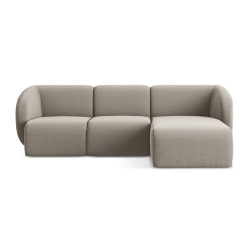 Canapé D'angle 3 Places Modulaire Droit Lani En Velours Taupe
