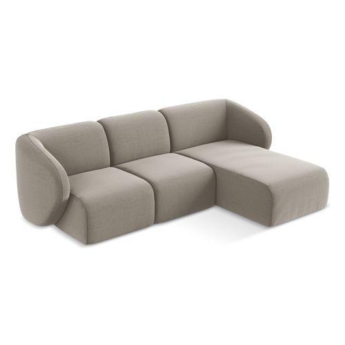 Canapé D'angle 3 Places Modulaire Droit Lani En Velours Taupe