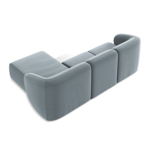 Canapé D'angle 3 Places Modulaire Droit Lani En Velours Bleu Clair