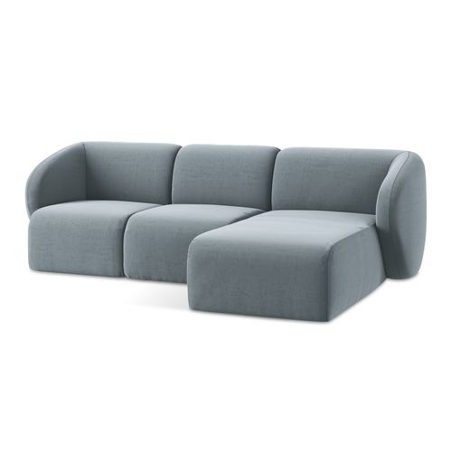 Canapé D'angle 3 Places Modulaire Droit Lani En Velours Bleu Clair