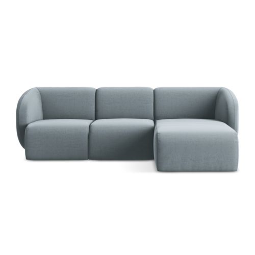 Canapé D'angle 3 Places Modulaire Droit Lani En Velours Bleu Clair