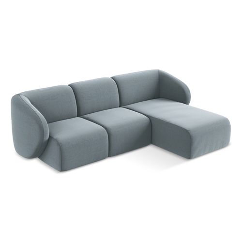 Canapé D'angle 3 Places Modulaire Droit Lani En Velours Bleu Clair