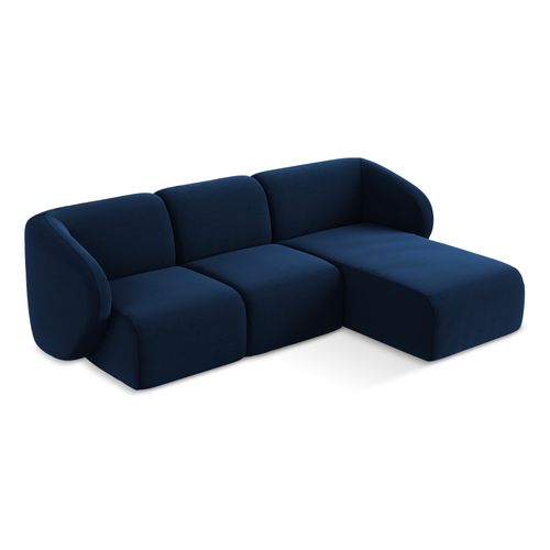 Canapé D'angle 3 Places Modulaire Droit Lani En Velours Bleu Royal