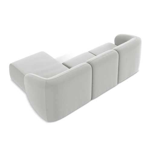 Canapé D'angle 3 Places Modulaire Droit Lani En Velours Argent