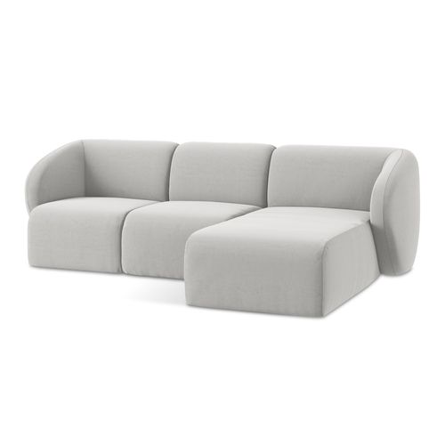 Canapé D'angle 3 Places Modulaire Droit Lani En Velours Argent