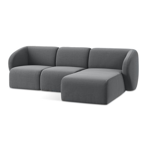 Canapé D'angle 3 Places Modulaire Droit Lani En Velours Acier