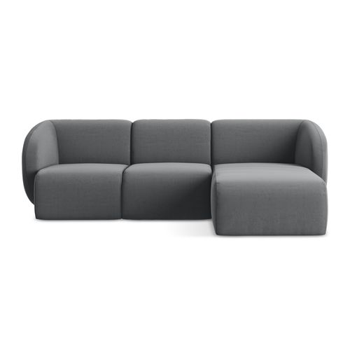 Canapé D'angle 3 Places Modulaire Droit Lani En Velours Acier