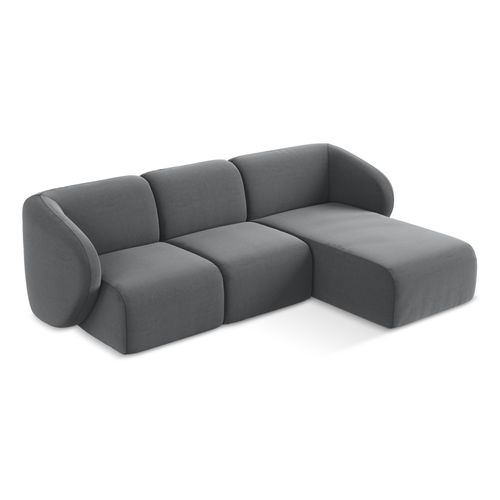 Canapé D'angle 3 Places Modulaire Droit Lani En Velours Acier