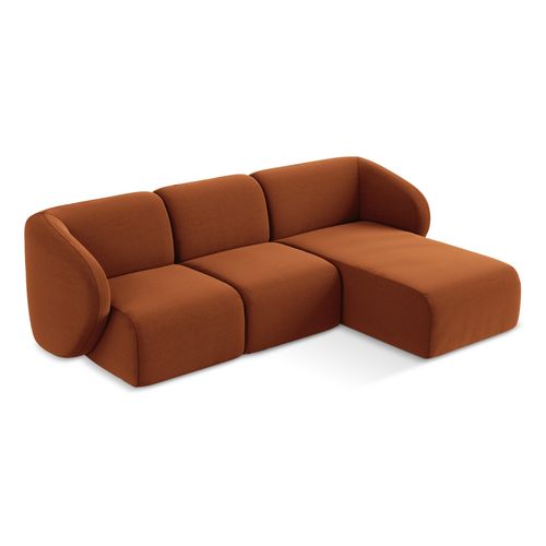 Canapé D'angle 3 Places Modulaire Droit Lani En Velours Terre Cuite