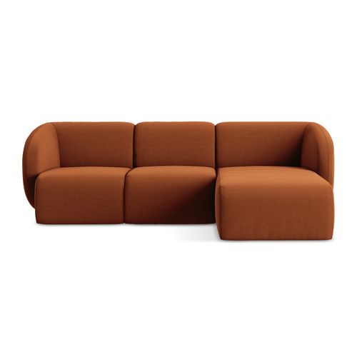Canapé D'angle 3 Places Modulaire Droit Lani En Velours Terre Cuite