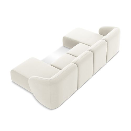 Canapé Panoramique 4 Places Lani En Velours Beige Clair