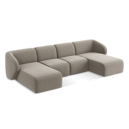 Canapé Panoramique 4 Places Lani En Velours Taupe