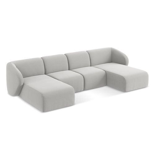 Canapé Panoramique 4 Places Lani En Velours Argent