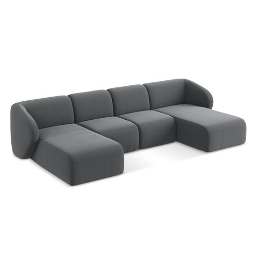 Canapé Panoramique 4 Places Lani En Velours Acier