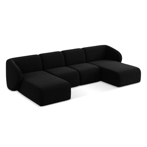 Canapé Panoramique 4 Places Lani En Velours Noir