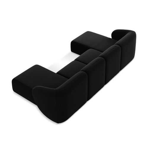 Canapé Panoramique 4 Places Lani En Velours Noir