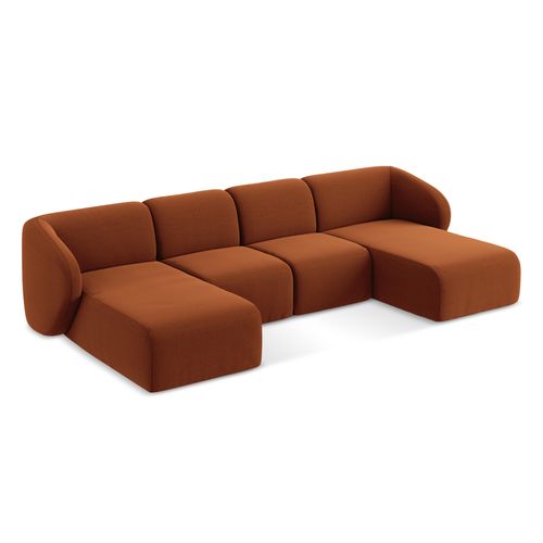 Canapé Panoramique 4 Places Lani En Velours Terre Cuite