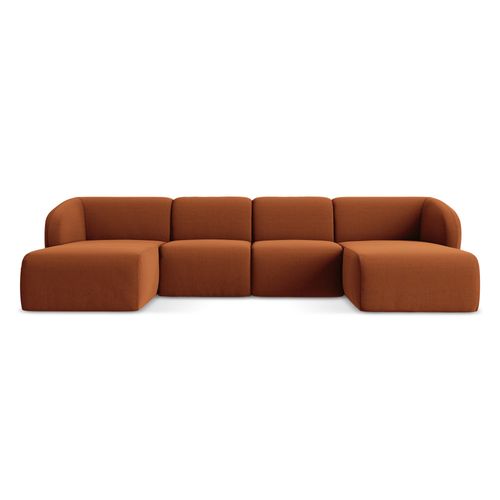 Canapé Panoramique 4 Places Lani En Velours Terre Cuite
