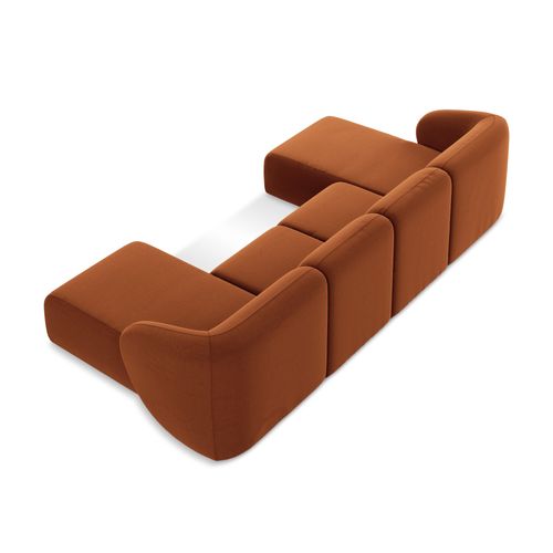 Canapé Panoramique 4 Places Lani En Velours Terre Cuite