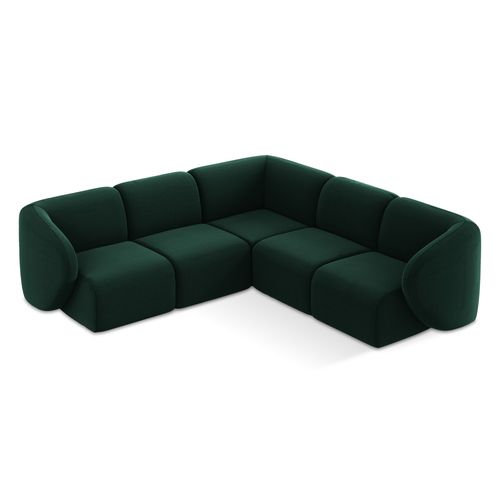 Canapé D'angle 4 Places Modulaire Lani En Velours Bouteille Verte