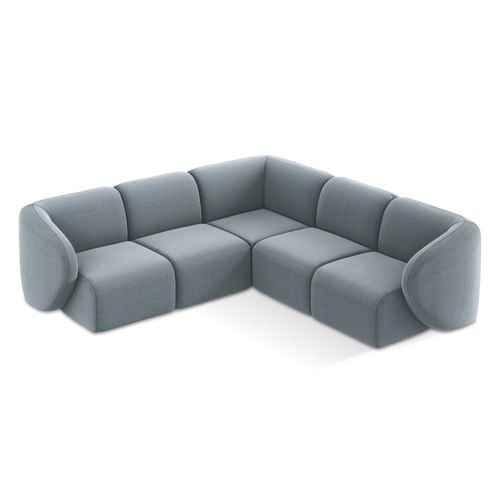Canapé D'angle 4 Places Modulaire Lani En Velours Bleu Clair